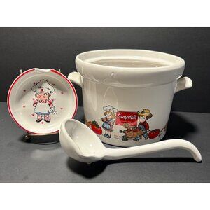 Campbells Soup Serving Crock Set With Ladle & Spoon Rest Vintage1996 Westwood